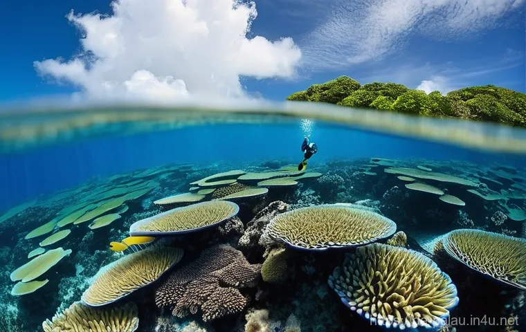 팔라우 물가 및 예산 계획 - **Underwater Exploration of Palau's Vibrant Reefs**
    "A person, viewed from a slightly elevated a...