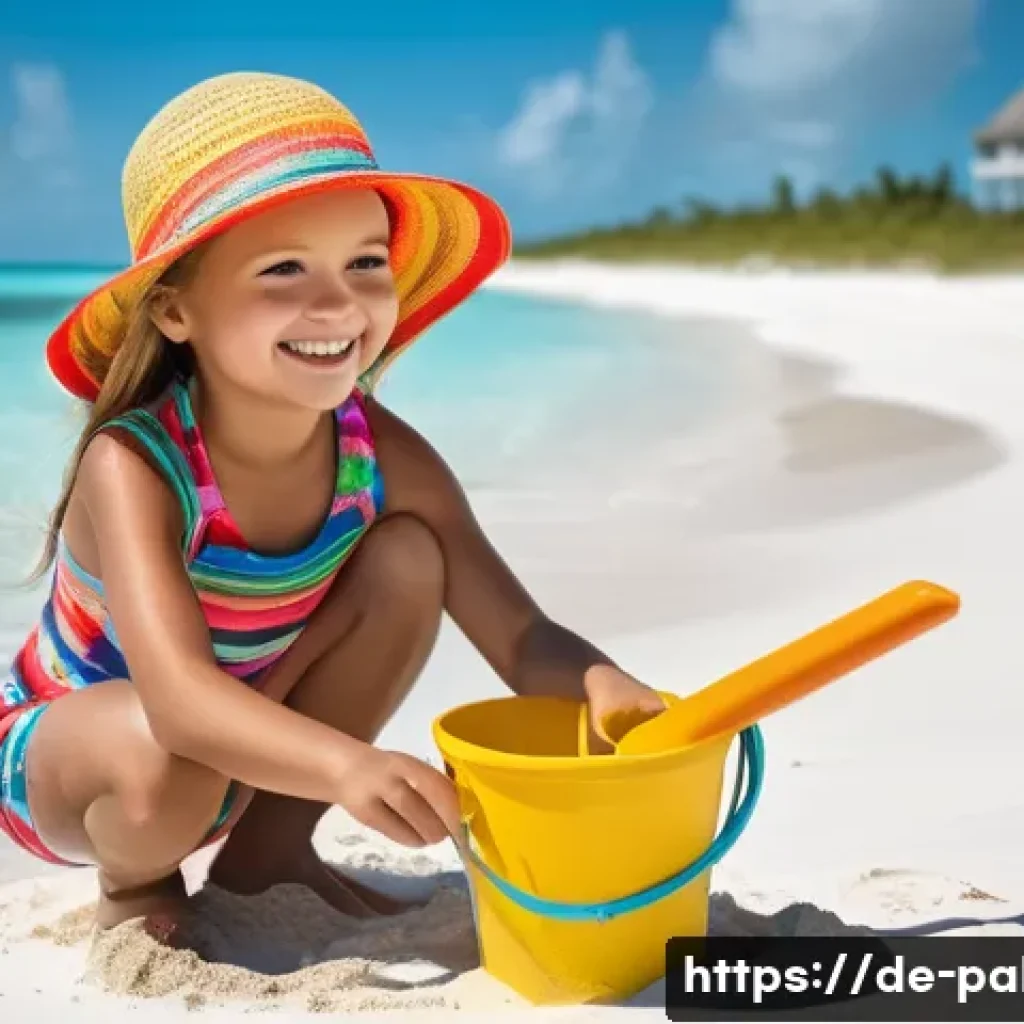 팔라우 카약 및 패들보드 체험 - **Prompt:** "A young girl, around 7 years old, wearing a colorful swimsuit and a sun hat, is buildin...