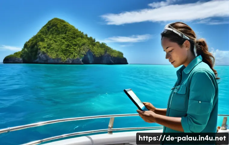 팔라우에서 일하는 외국인 노동자 - **Prompt:** A vibrant, realistic photograph of an adult female marine biologist, fully clothed in qu...