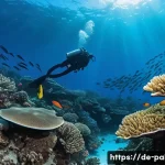 Home 22 팔라우에서 유명한 인물 - **Vibrant Palauan Reef Ecosystem with Respectful Diver:** A breathtaking underwater scene in Palau. ...