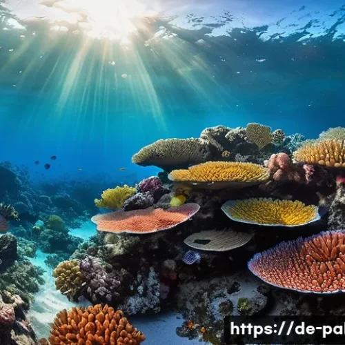 Home 33 팔라우 스노클링 포인트 - A vibrant underwater coral reef scene in Palau during the dry season, featuring a rich variety of co...